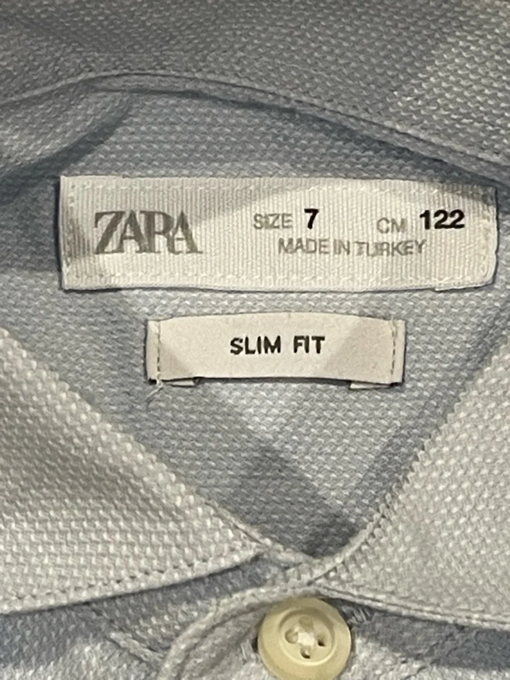 ZARA Boys Slim Fit Dress Shirt Size 7 (122 cm) Light Blue Button Down